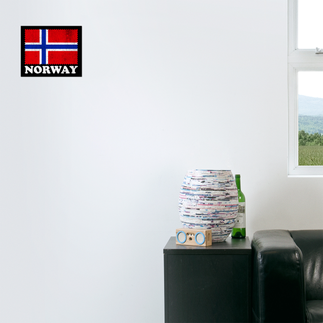 Vintage Norway Flag Distressed Travel Design by AZEERTEE